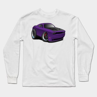 Modern American Purple Muscle Car Cartoon Illustration Long Sleeve T-Shirt